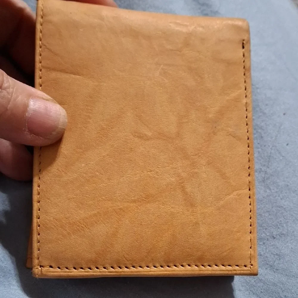 Genuine Cowhide Tan Card Holder Wallet